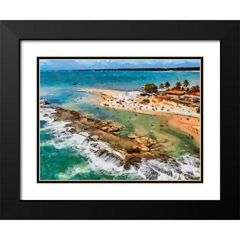 A Tropical Beach Black Modern Wood Framed Art Print with Double Matting by Medeiros, Celito