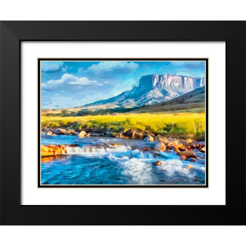 Table Mountain Black Modern Wood Framed Art Print with Double Matting by Medeiros, Celito
