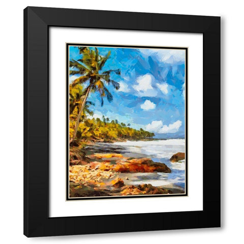 Palm Beach Black Modern Wood Framed Art Print with Double Matting by Medeiros, Celito