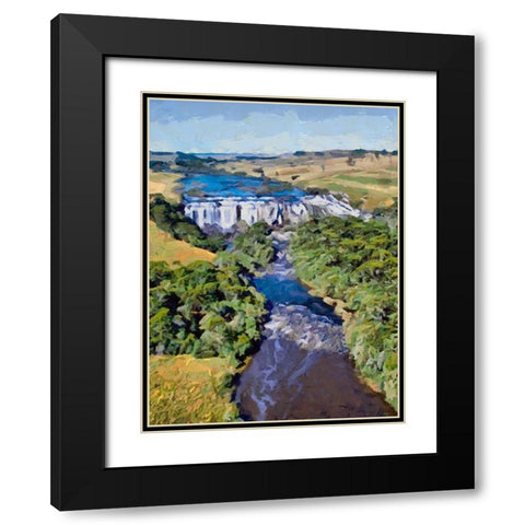 Wattefall on the River Black Modern Wood Framed Art Print with Double Matting by Medeiros, Celito