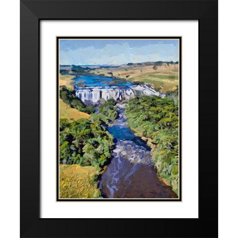 Wattefall on the River Black Modern Wood Framed Art Print with Double Matting by Medeiros, Celito