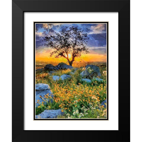 Sunset behind the Tree Black Modern Wood Framed Art Print with Double Matting by Medeiros, Celito