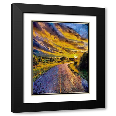 Sunset Road I Black Modern Wood Framed Art Print with Double Matting by Medeiros, Celito