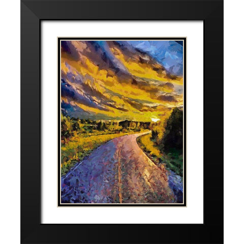 Sunset Road I Black Modern Wood Framed Art Print with Double Matting by Medeiros, Celito