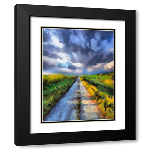 The Road with Clouds Black Modern Wood Framed Art Print with Double Matting by Medeiros, Celito