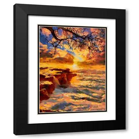 Cliff above the Sea Black Modern Wood Framed Art Print with Double Matting by Medeiros, Celito