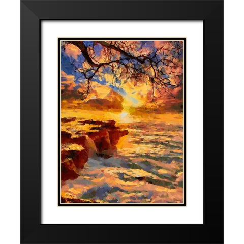 Cliff above the Sea Black Modern Wood Framed Art Print with Double Matting by Medeiros, Celito