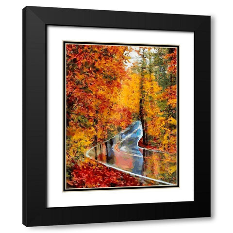 Autumn Road after Rain Black Modern Wood Framed Art Print with Double Matting by Medeiros, Celito