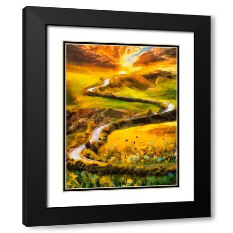 Windig Road Black Modern Wood Framed Art Print with Double Matting by Medeiros, Celito