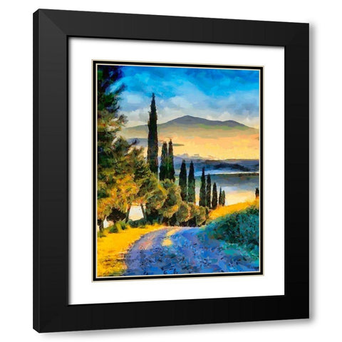 Mountain in Tuscany Black Modern Wood Framed Art Print with Double Matting by Medeiros, Celito