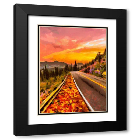 Sunset in the Mountains Black Modern Wood Framed Art Print with Double Matting by Medeiros, Celito