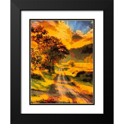 Golden Sunset Black Modern Wood Framed Art Print with Double Matting by Medeiros, Celito