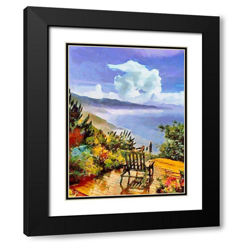 Armchair on the Terrace Black Modern Wood Framed Art Print with Double Matting by Medeiros, Celito