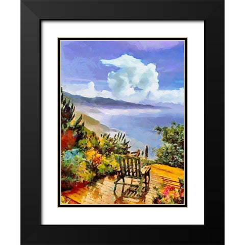 Armchair on the Terrace Black Modern Wood Framed Art Print with Double Matting by Medeiros, Celito