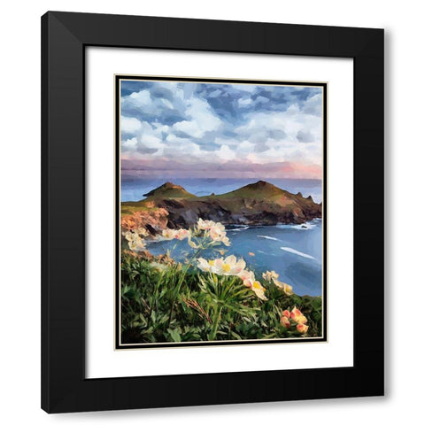 Flowers in the Meadow by the Sea III Black Modern Wood Framed Art Print with Double Matting by Medeiros, Celito