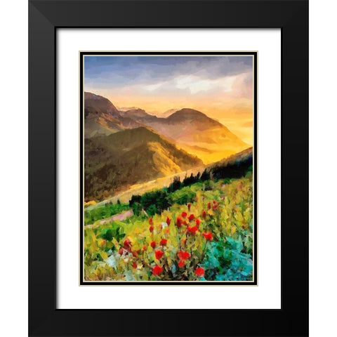 Meadow in the Mountains Black Modern Wood Framed Art Print with Double Matting by Medeiros, Celito