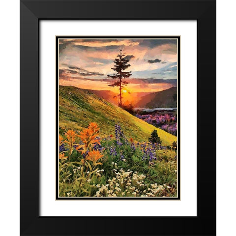 Sunrise behind a Tree Black Modern Wood Framed Art Print with Double Matting by Medeiros, Celito
