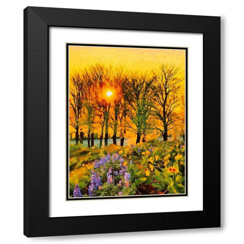 Sunset behind the Trees Black Modern Wood Framed Art Print with Double Matting by Medeiros, Celito