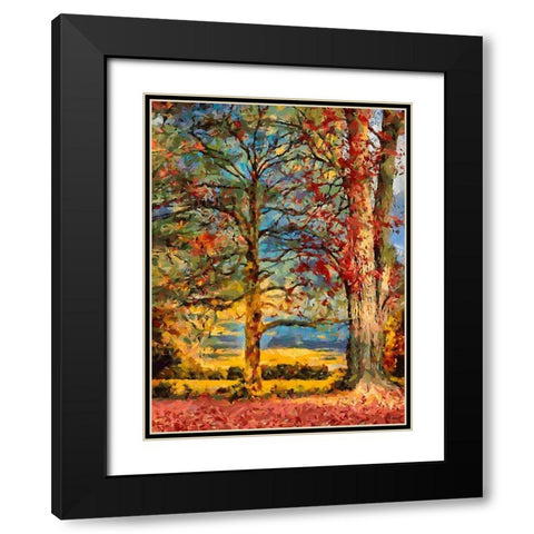 Oak in autumn Black Modern Wood Framed Art Print with Double Matting by Medeiros, Celito