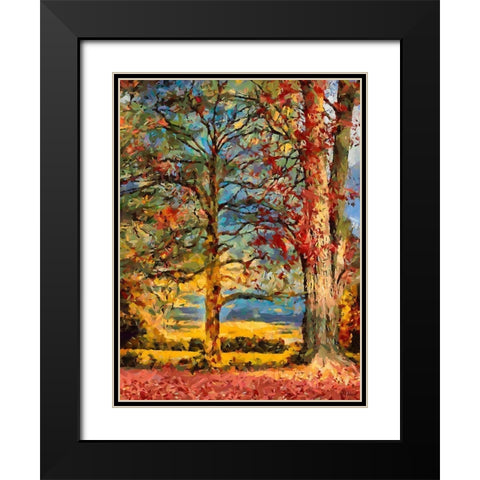 Oak in autumn Black Modern Wood Framed Art Print with Double Matting by Medeiros, Celito