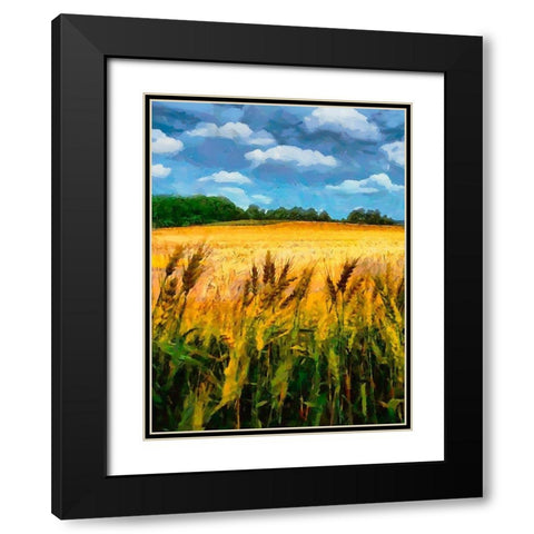 Wheat Fields Black Modern Wood Framed Art Print with Double Matting by Medeiros, Celito