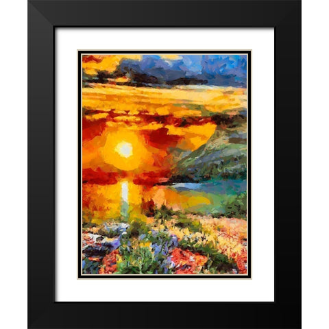 Bloody Sunset Black Modern Wood Framed Art Print with Double Matting by Medeiros, Celito