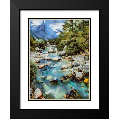 Stream in the Mountains I Black Modern Wood Framed Art Print with Double Matting by Medeiros, Celito