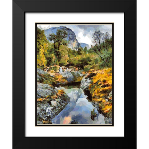 Stream in the Mountains II Black Modern Wood Framed Art Print with Double Matting by Medeiros, Celito
