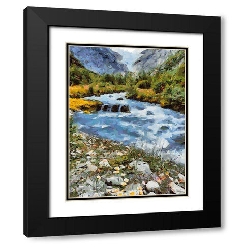 Stream in the Mountains V Black Modern Wood Framed Art Print with Double Matting by Medeiros, Celito