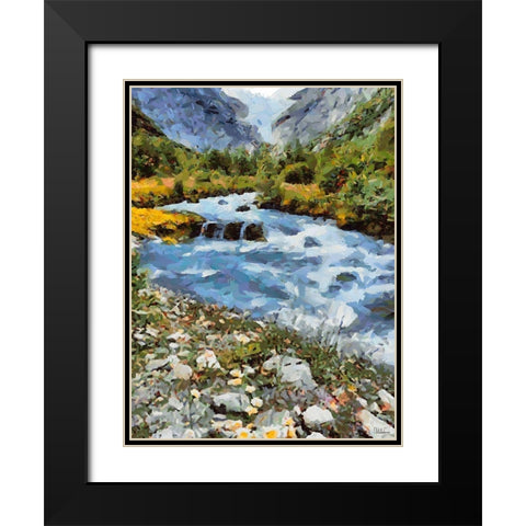 Stream in the Mountains V Black Modern Wood Framed Art Print with Double Matting by Medeiros, Celito
