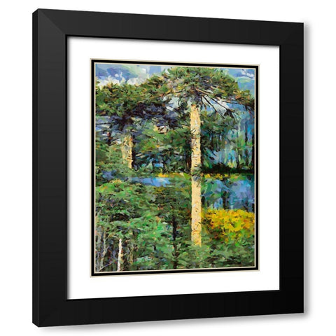 Tropical Trees Black Modern Wood Framed Art Print with Double Matting by Medeiros, Celito