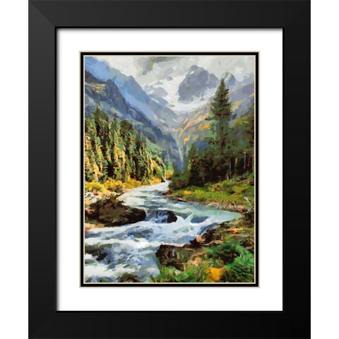 Stream in the Mountains VI Black Modern Wood Framed Art Print with Double Matting by Medeiros, Celito