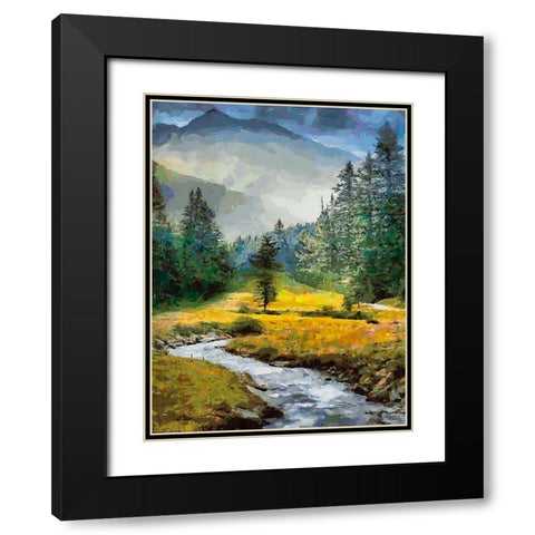 Stream in the Mountains VII Black Modern Wood Framed Art Print with Double Matting by Medeiros, Celito