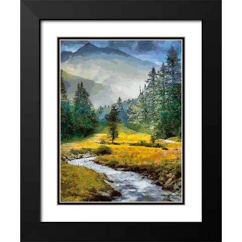 Stream in the Mountains VII Black Modern Wood Framed Art Print with Double Matting by Medeiros, Celito