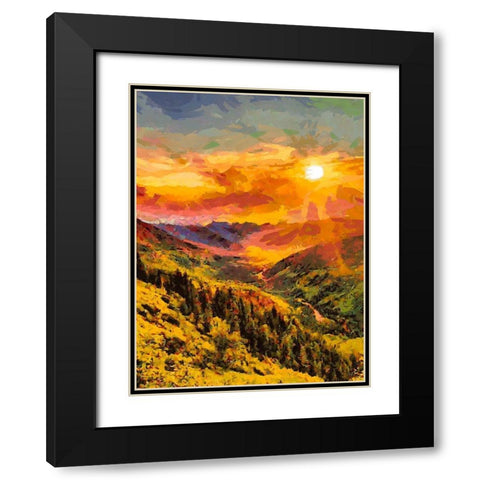 Sunset in the Mountains I Black Modern Wood Framed Art Print with Double Matting by Medeiros, Celito