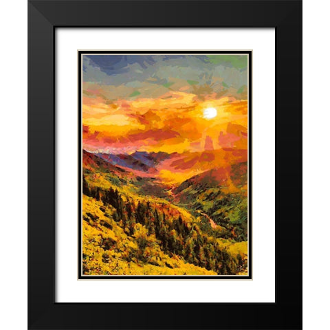 Sunset in the Mountains I Black Modern Wood Framed Art Print with Double Matting by Medeiros, Celito