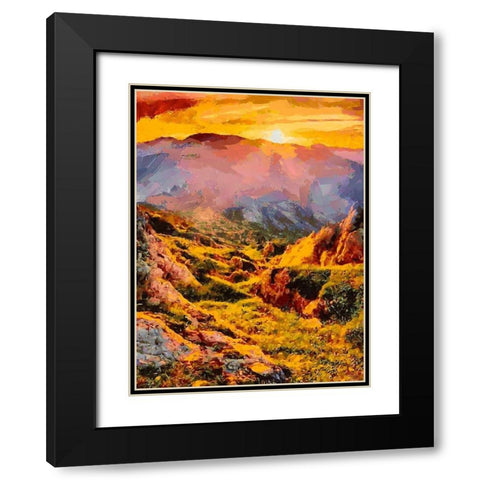 Sunset in the Mountains II Black Modern Wood Framed Art Print with Double Matting by Medeiros, Celito