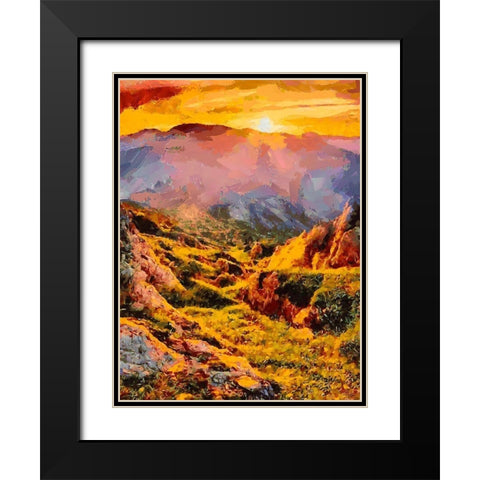 Sunset in the Mountains II Black Modern Wood Framed Art Print with Double Matting by Medeiros, Celito