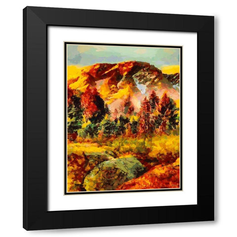 Golden Autumn in the Mountains II Black Modern Wood Framed Art Print with Double Matting by Medeiros, Celito