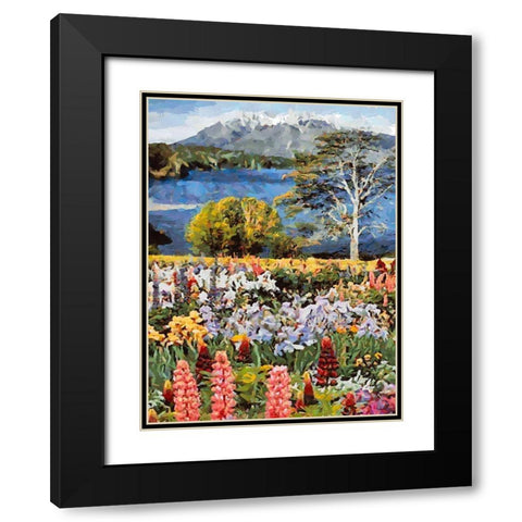 Lupine Flowers  Black Modern Wood Framed Art Print with Double Matting by Medeiros, Celito
