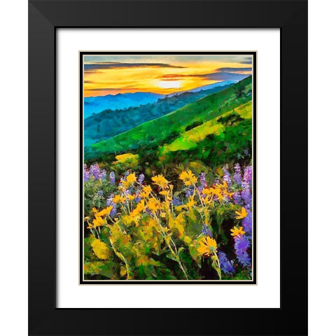 Mountains Meadow II Black Modern Wood Framed Art Print with Double Matting by Medeiros, Celito