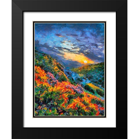 Mountains Meadow V Black Modern Wood Framed Art Print with Double Matting by Medeiros, Celito