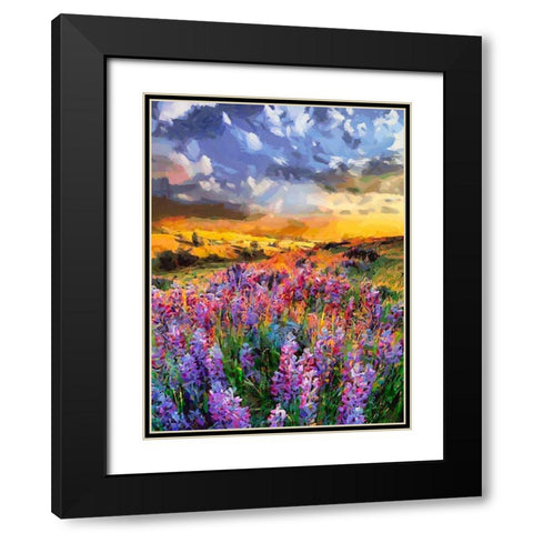 Mountains Meadow VII Black Modern Wood Framed Art Print with Double Matting by Medeiros, Celito