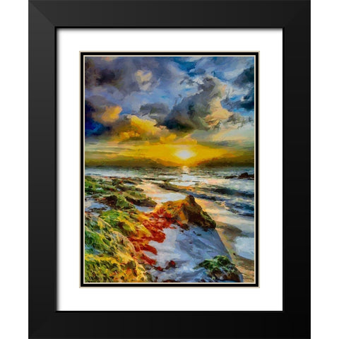 Romantic Sunset II Black Modern Wood Framed Art Print with Double Matting by Medeiros, Celito