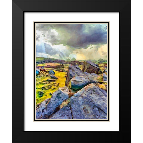 White Rocks Black Modern Wood Framed Art Print with Double Matting by Medeiros, Celito