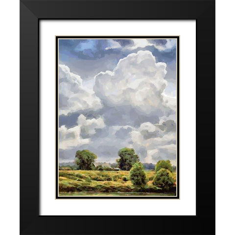 White Clouds I Black Modern Wood Framed Art Print with Double Matting by Medeiros, Celito