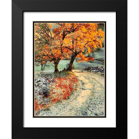 First Snow in Autumn Black Modern Wood Framed Art Print with Double Matting by Medeiros, Celito
