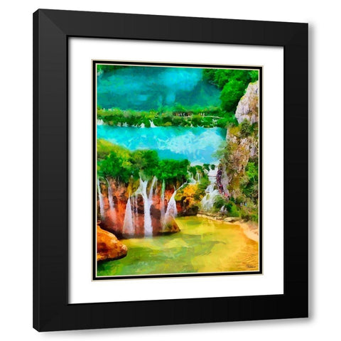 Plitvice Lake Black Modern Wood Framed Art Print with Double Matting by Medeiros, Celito
