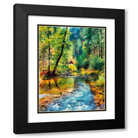 River in Forest Black Modern Wood Framed Art Print with Double Matting by Medeiros, Celito