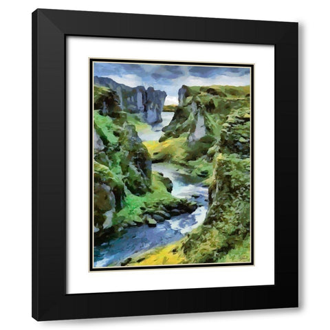 River between Rocks I Black Modern Wood Framed Art Print with Double Matting by Medeiros, Celito